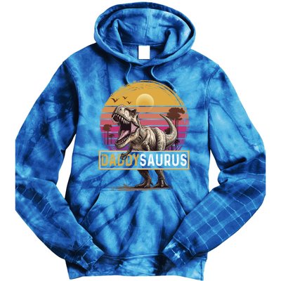 Daddysaurus T Rex Dinosaur Dad Saurus Family Matching Gift Tie Dye Hoodie