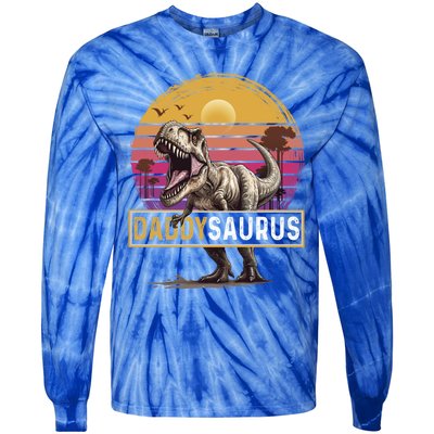 Daddysaurus T Rex Dinosaur Dad Saurus Family Matching Gift Tie-Dye Long Sleeve Shirt