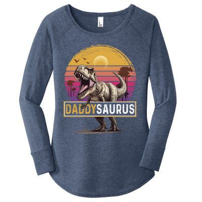 Daddysaurus T Rex Dinosaur Dad Saurus Family Matching Gift Women's Perfect Tri Tunic Long Sleeve Shirt