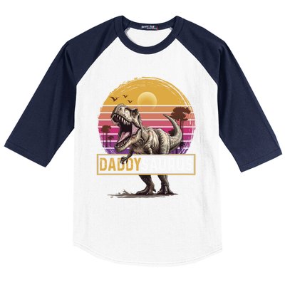 Daddysaurus T Rex Dinosaur Dad Saurus Family Matching Gift Baseball Sleeve Shirt