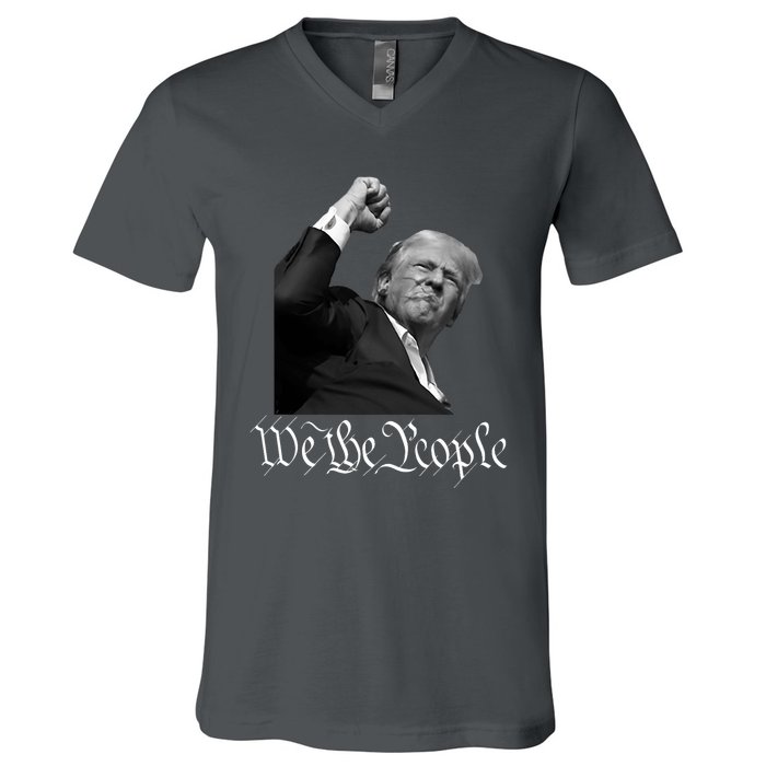 Donald Trump Raising Fist We The People V-Neck T-Shirt