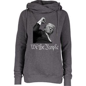 Donald Trump Raising Fist We The People Womens Funnel Neck Pullover Hood