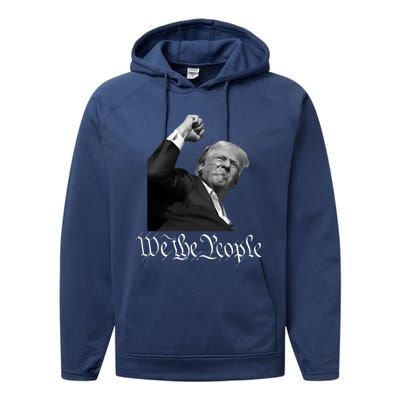 Donald Trump Raising Fist We The People Performance Fleece Hoodie