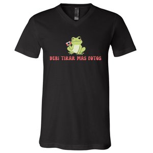 Debi Tirar Retro Mas Fotos Album Frog Lover Design V-Neck T-Shirt