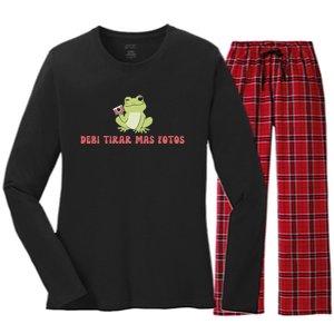 Debi Tirar Retro Mas Fotos Album Frog Lover Design Women's Long Sleeve Flannel Pajama Set 