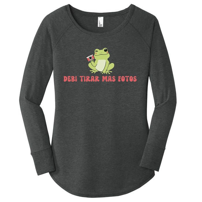 Debi Tirar Retro Mas Fotos Album Frog Lover Design Women's Perfect Tri Tunic Long Sleeve Shirt