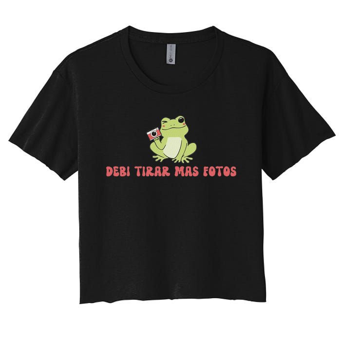 Debi Tirar Retro Mas Fotos Album Frog Lover Design Women's Crop Top Tee