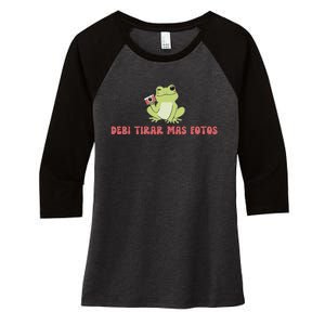 Debi Tirar Retro Mas Fotos Album Frog Lover Design Women's Tri-Blend 3/4-Sleeve Raglan Shirt