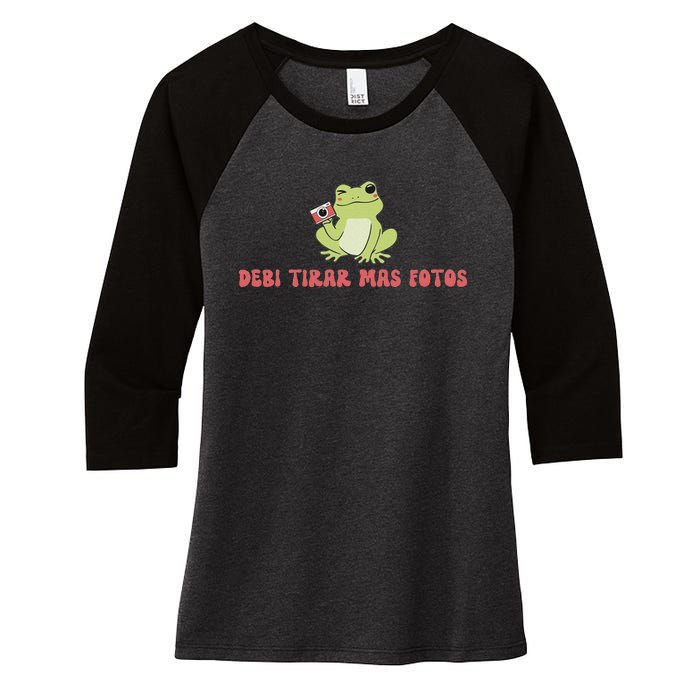 Debi Tirar Retro Mas Fotos Album Frog Lover Design Women's Tri-Blend 3/4-Sleeve Raglan Shirt