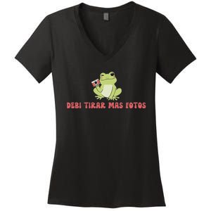 Debi Tirar Retro Mas Fotos Album Frog Lover Design Women's V-Neck T-Shirt