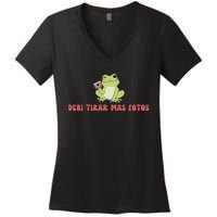 Debi Tirar Retro Mas Fotos Album Frog Lover Design Women's V-Neck T-Shirt