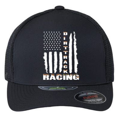 Dirt Track Racing American Flag Funny Mud Design Flexfit Unipanel Trucker Cap