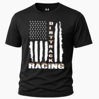 Dirt Track Racing American Flag Funny Mud Design Cooling Performance Crew T-Shirt