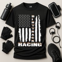 Dirt Track Racing American Flag Funny Mud Design Cooling Performance Crew T-Shirt