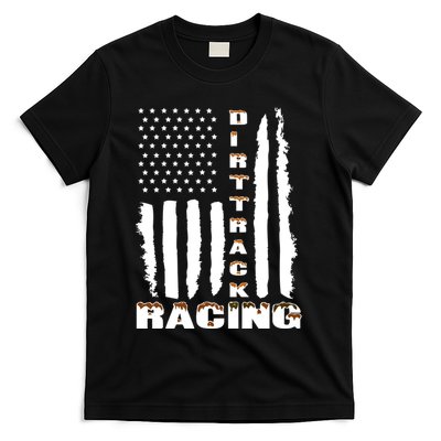 Dirt Track Racing American Flag Funny Mud Design T-Shirt