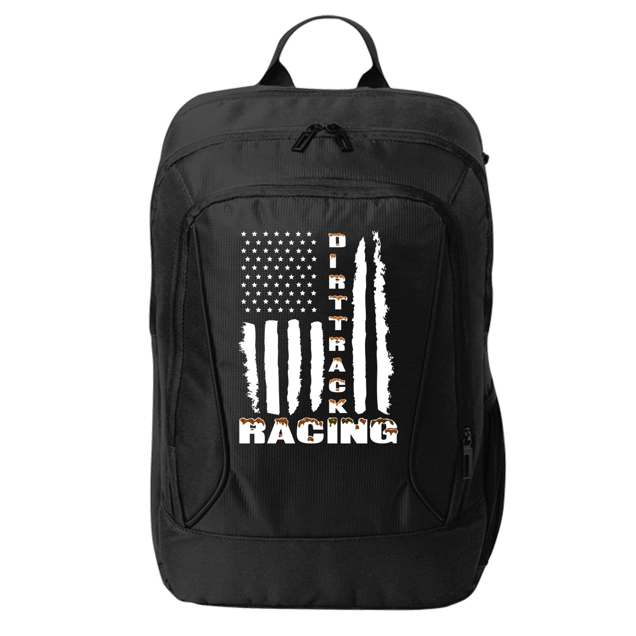 Dirt Track Racing American Flag Funny Mud Design City Backpack