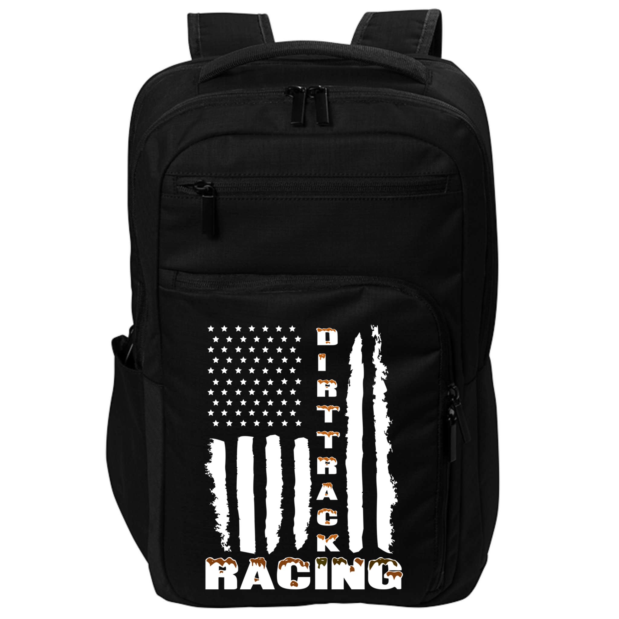 Dirt Track Racing American Flag Funny Mud Design Impact Tech Backpack