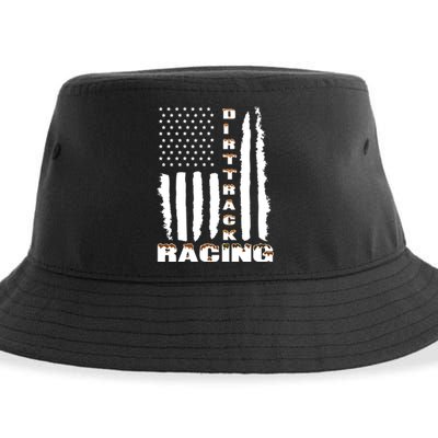 Dirt Track Racing American Flag Funny Mud Design Sustainable Bucket Hat