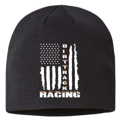 Dirt Track Racing American Flag Funny Mud Design Sustainable Beanie