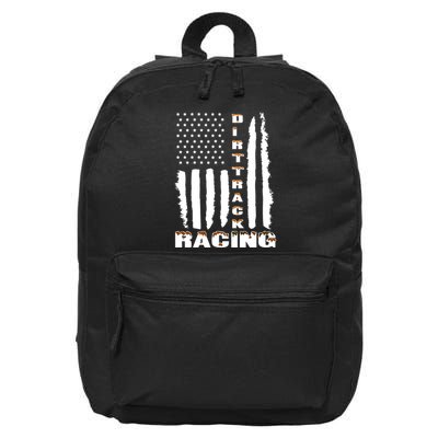 Dirt Track Racing American Flag Funny Mud Design 16 in Basic Backpack