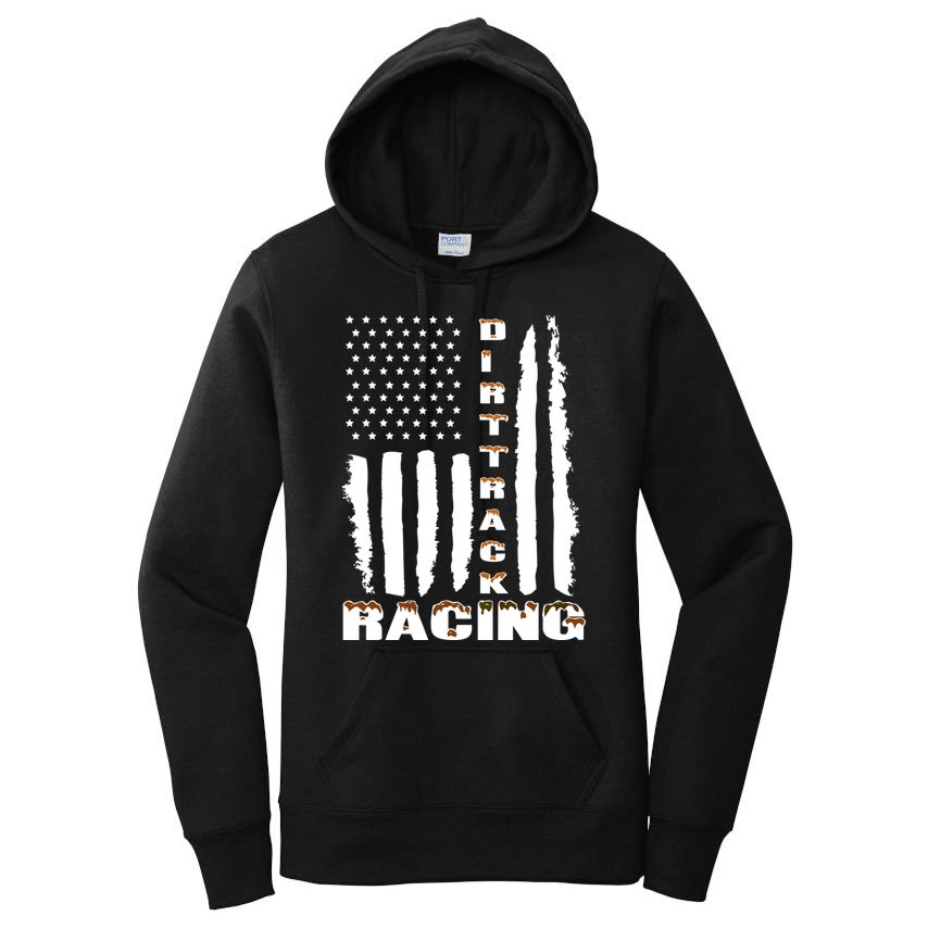 Dirt Track Racing American Flag Funny Mud Design Women's Pullover Hoodie