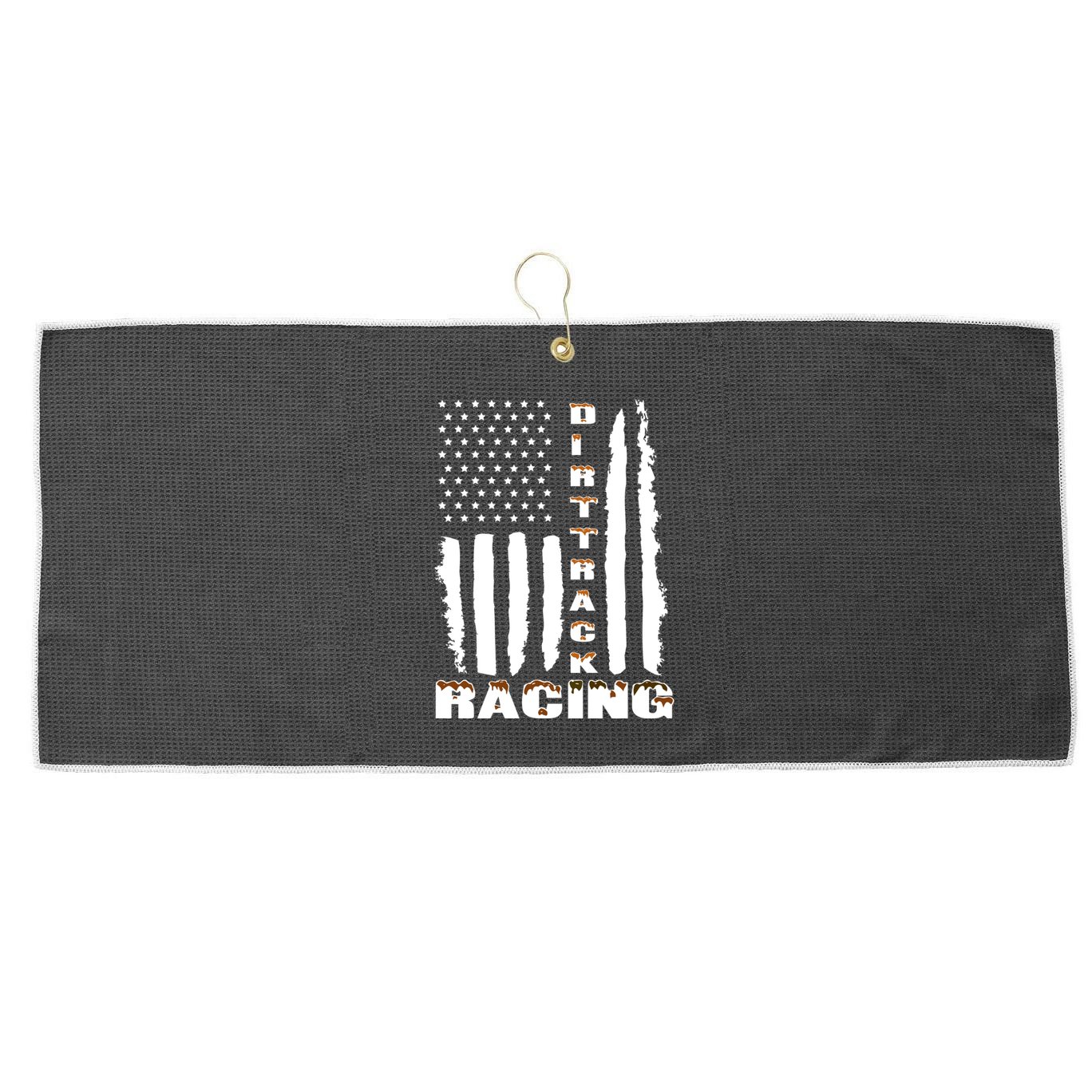 Dirt Track Racing American Flag Funny Mud Design Large Microfiber Waffle Golf Towel