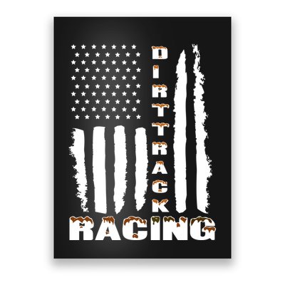 Dirt Track Racing American Flag Funny Mud Design Poster
