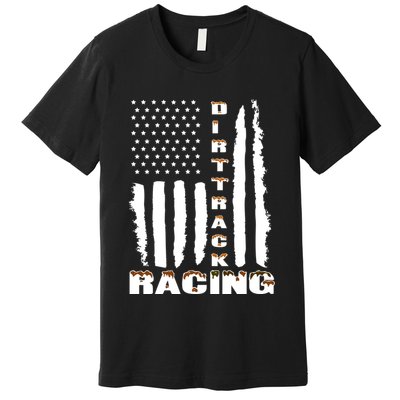 Dirt Track Racing American Flag Funny Mud Design Premium T-Shirt