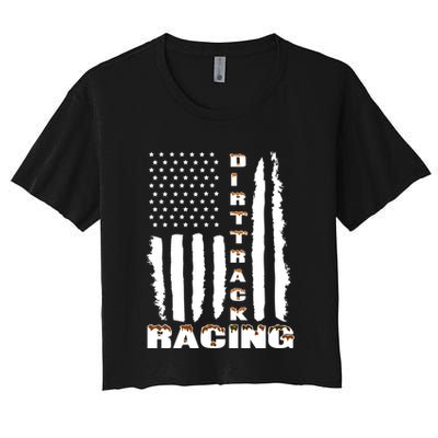 Dirt Track Racing American Flag Funny Mud Design Crop Top