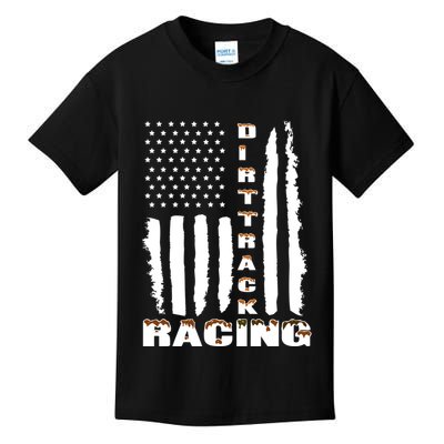 Dirt Track Racing American Flag Funny Mud Design Kids T-Shirt
