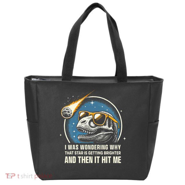 Dinosaur T Rex Novelty Funny Dinosaur Zip Tote Bag