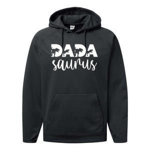 Dadasaurus T rex Dinosaur Funny Dada Saurus Mother's Family Performance Fleece Hoodie