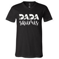 Dadasaurus T rex Dinosaur Funny Dada Saurus Mother's Family V-Neck T-Shirt