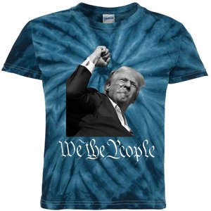 Donald Trump Raising Fist We The People Kids Tie-Dye T-Shirt