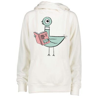 Driven To Read Pigeon Library Reading Books Womens Funnel Neck Pullover Hood