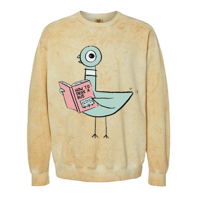 Driven To Read Pigeon Library Reading Books Colorblast Crewneck Sweatshirt