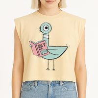 Driven To Read Pigeon Library Reading Books Garment-Dyed Women's Muscle Tee