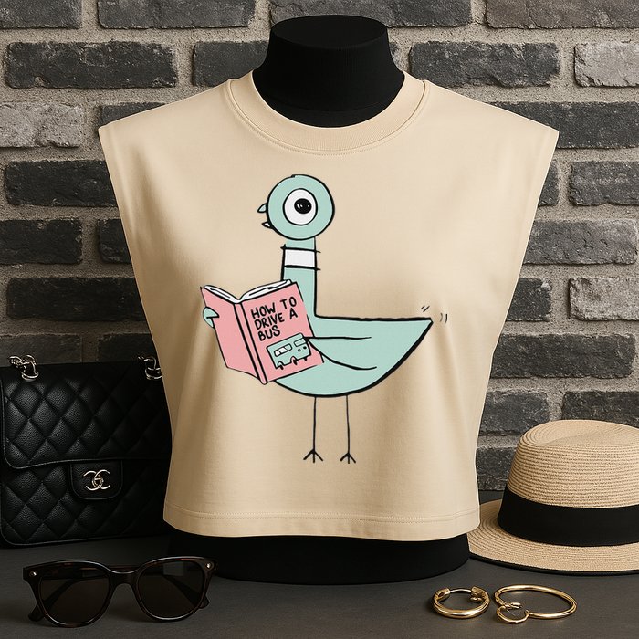 Driven To Read Pigeon Library Reading Books Garment-Dyed Women's Muscle Tee
