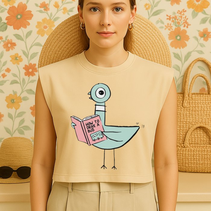 Driven To Read Pigeon Library Reading Books Garment-Dyed Women's Muscle Tee