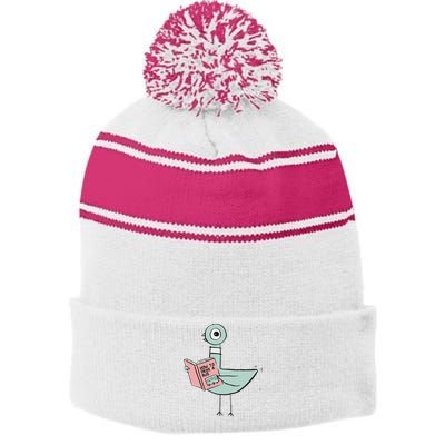 Driven To Read Pigeon Library Reading Books Stripe Pom Pom Beanie