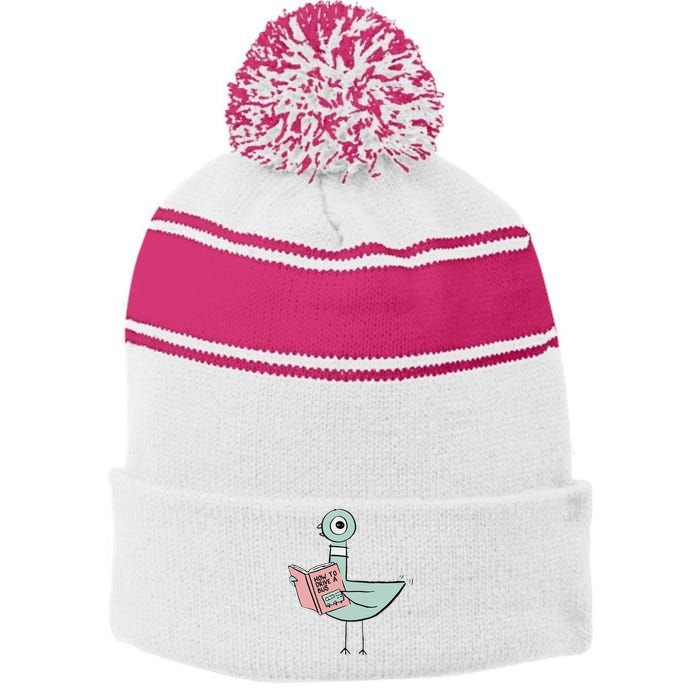 Driven To Read Pigeon Library Reading Books Stripe Pom Pom Beanie