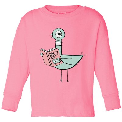 Driven To Read Pigeon Library Reading Books Toddler Long Sleeve Shirt