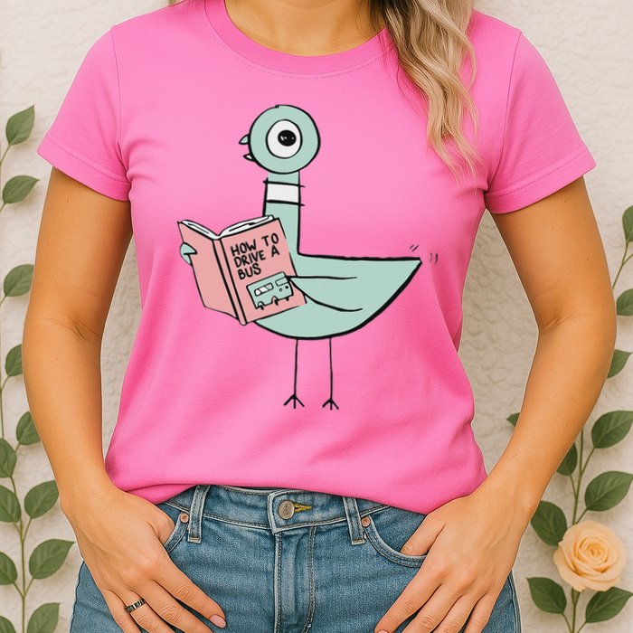 Driven To Read Pigeon Library Reading Books Womens T-Shirt