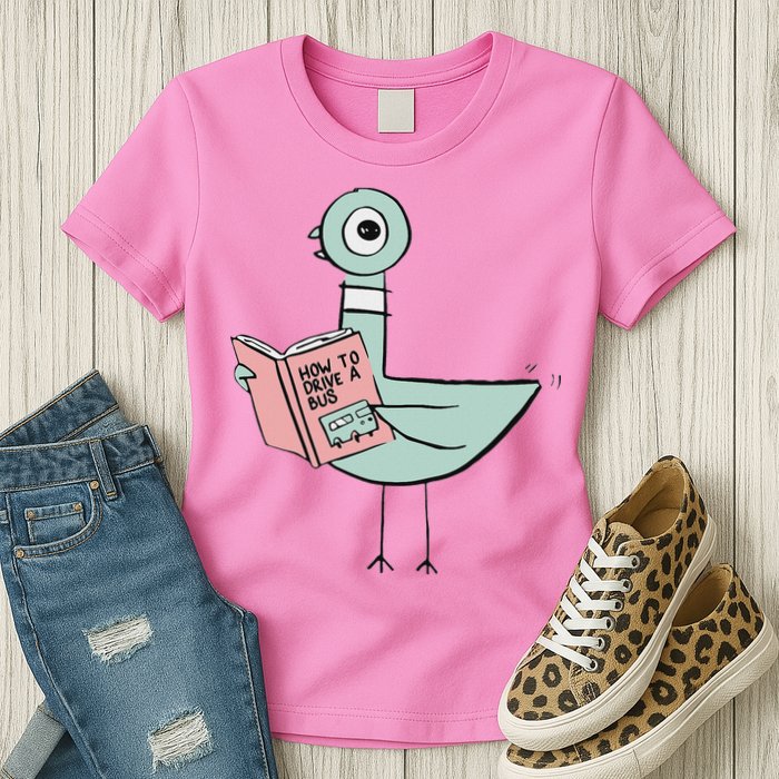 Driven To Read Pigeon Library Reading Books Womens T-Shirt