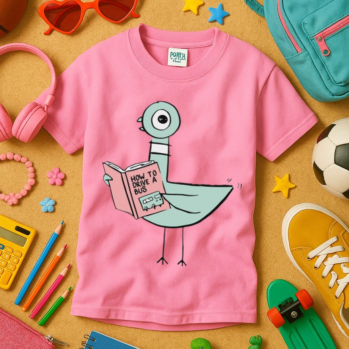 Driven To Read Pigeon Library Reading Books Kids T-Shirt