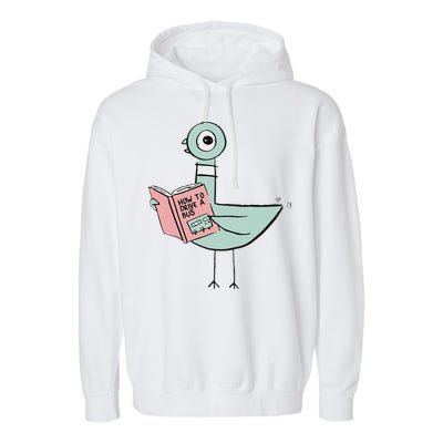 Driven To Read Pigeon Library Reading Books Garment-Dyed Fleece Hoodie