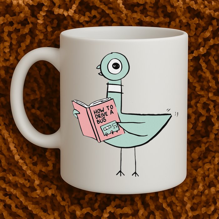 Driven To Read Pigeon Library Reading Books Coffee Mug