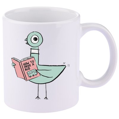 Driven To Read Pigeon Library Reading Books 11oz C Handle Ceramic Mug