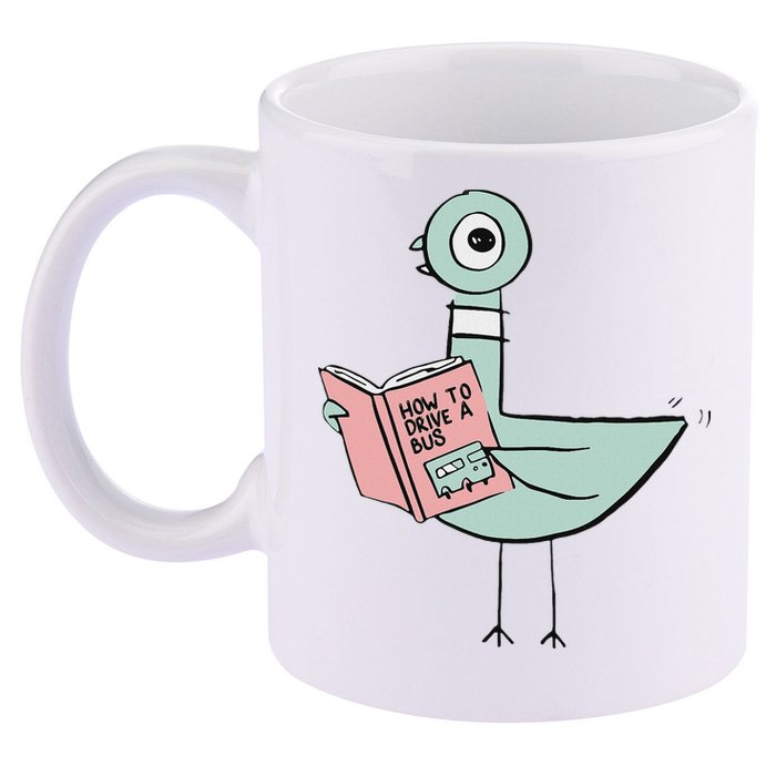 Driven To Read Pigeon Library Reading Books 11oz C Handle Ceramic Mug