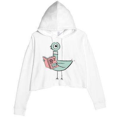 Driven To Read Pigeon Library Reading Books Crop Fleece Hoodie